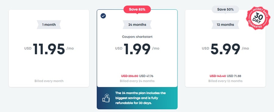 Цены Surfshark VPN