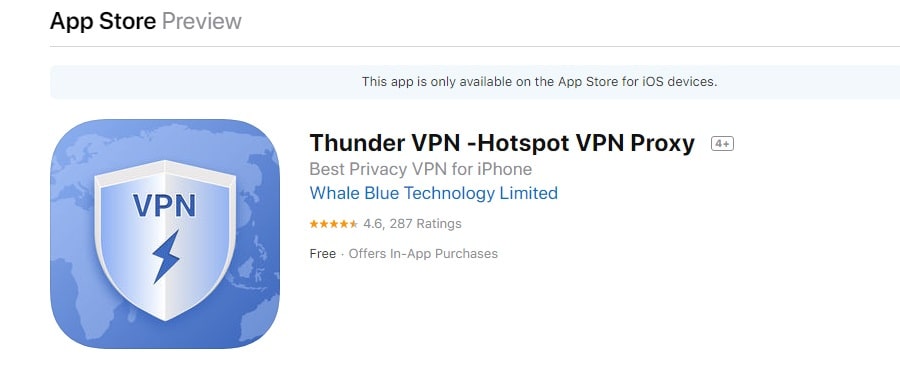 Thunder VPN для iPhone